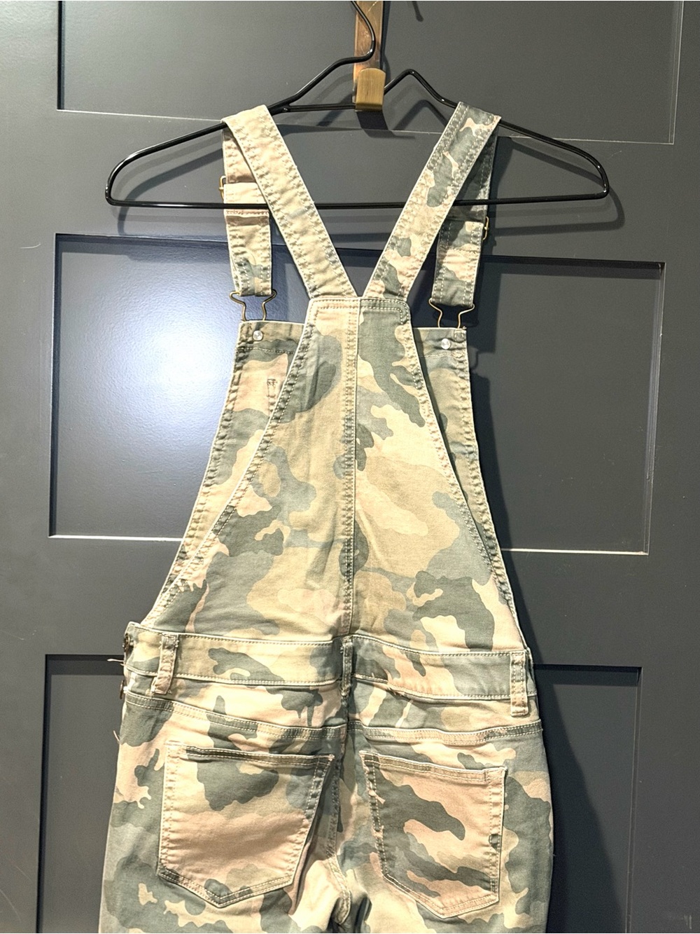 Soho New York & Company Camo Distressed Denim Overalls - Picture 6 of 8